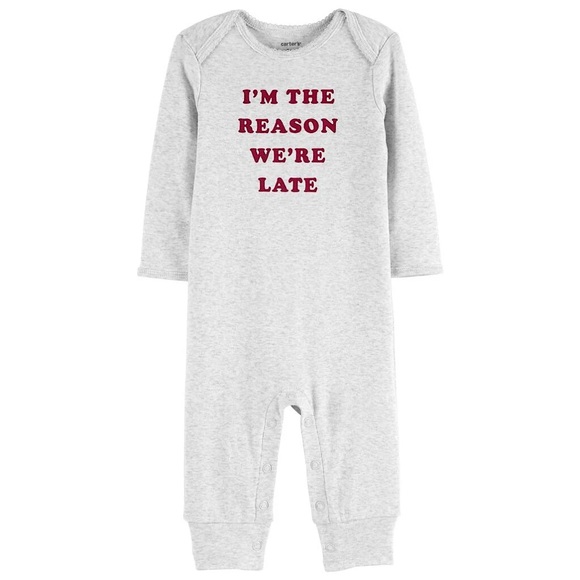 NWT Carters Jumpsuit iโm the reason weโre late 12MO - Picture 1 of 2